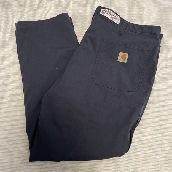 Carhartt Dungaree Work Pants Men’s 40x30 Navy Relaxed Fit Utility Canvas - Picture 1 of 8